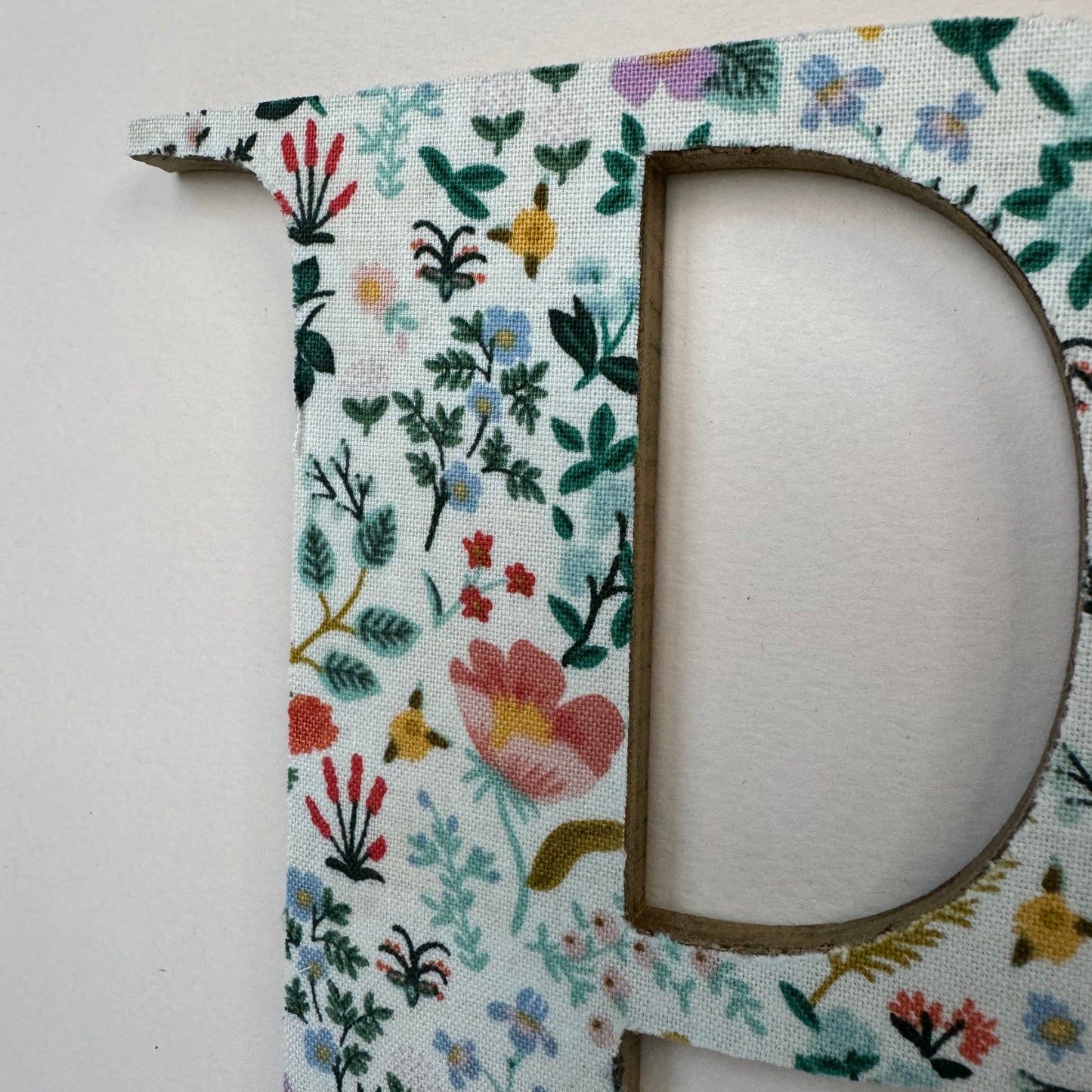 Framed Floral Initial- 12x12" Frame, Bramble Fields on Pale Pink