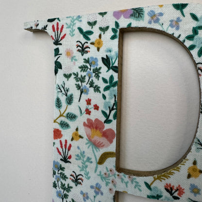 Framed Floral Initial- 12x12" Frame, Bramble Fields on Pale Pink