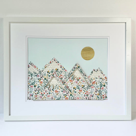 Floral Mountain Framed Art, 18x22" Frame Size