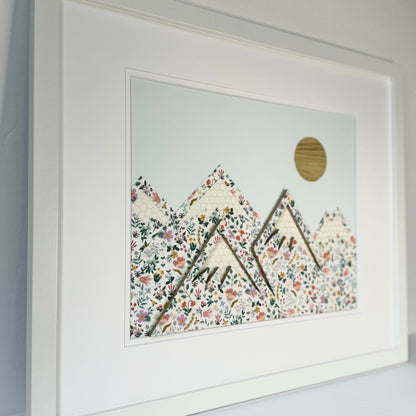 Floral Mountain Framed Art, 18x22" Frame Size